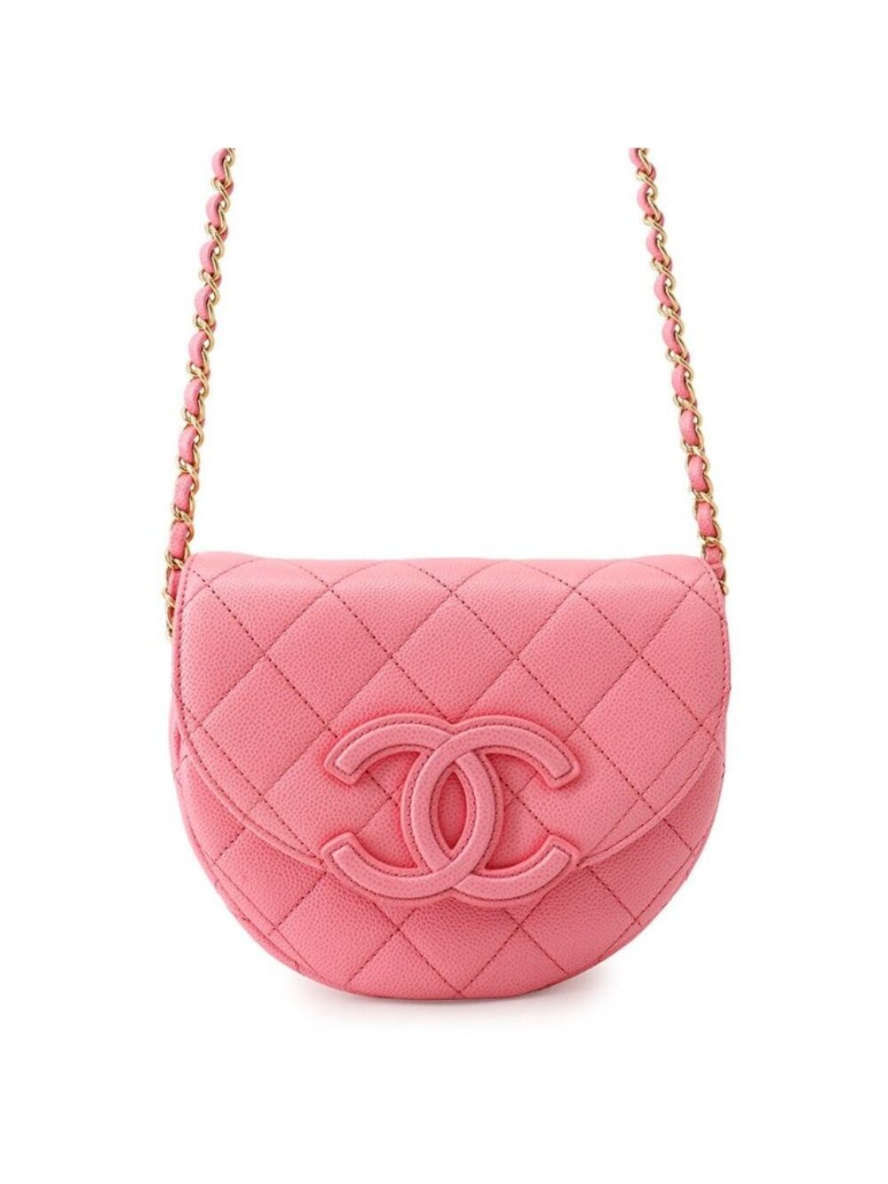 Chanel Chain Shoulder Bag Mini Messenger Quilted CC Logo Caviar Leather